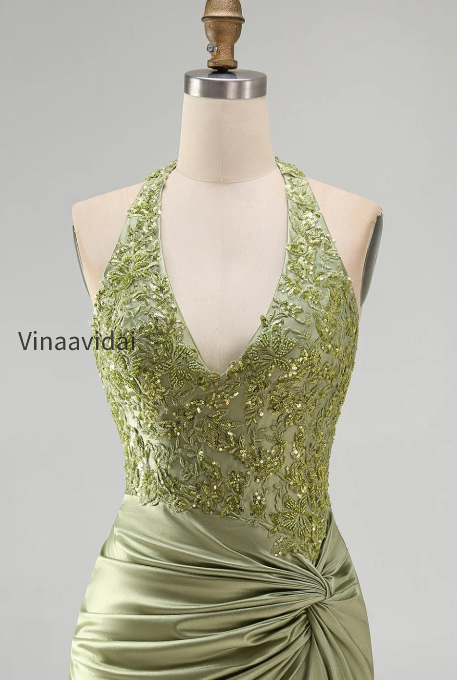army-green-appliqued-ruched-halter-tight-short-corset-homecoming-dress