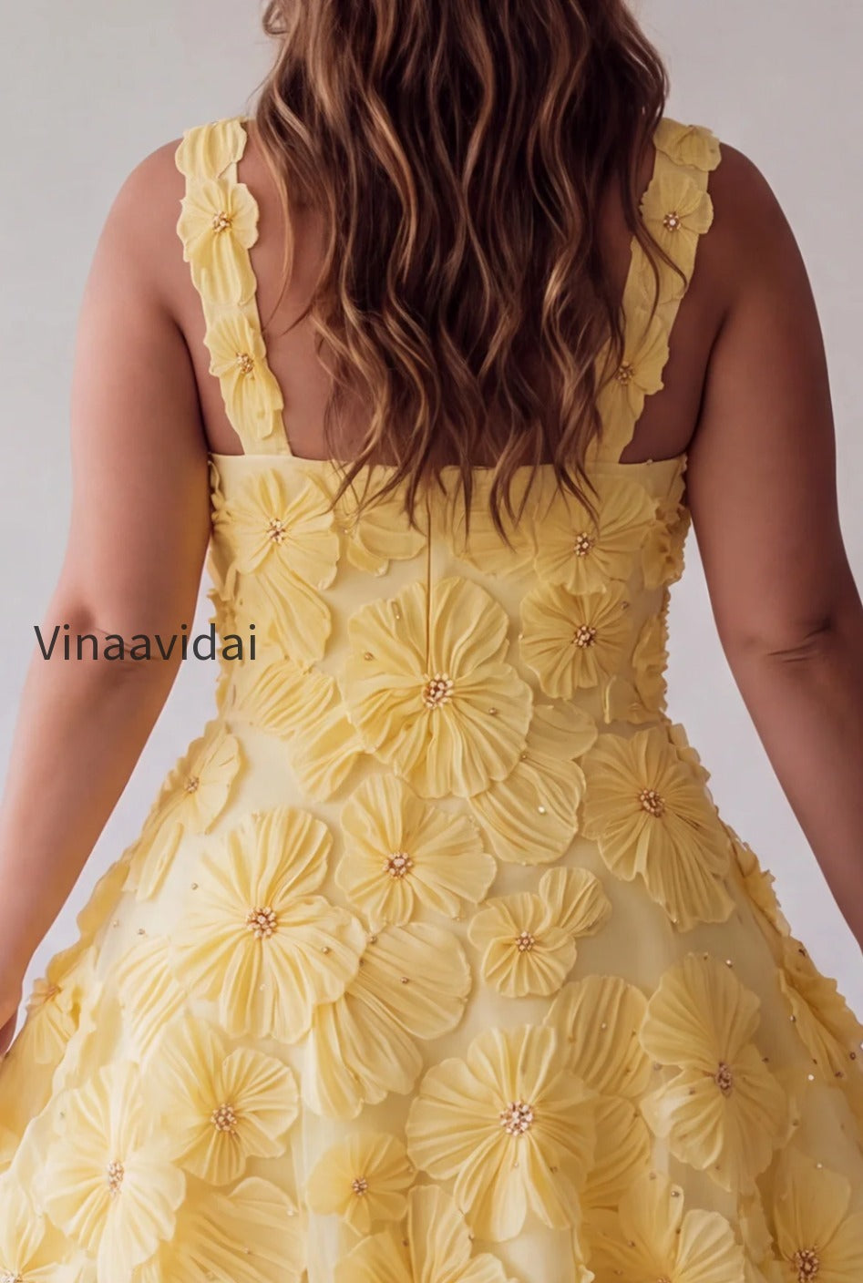 light-yellow-floral-a-line-beaded-bubble-short-homecoming-dress
