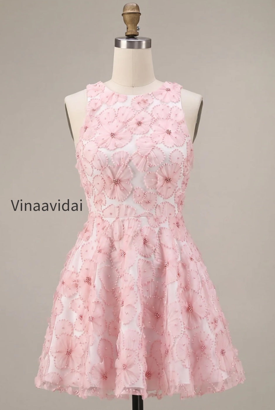 pink-floral-a-line-beaded-round-neck-short-homecoming-dress