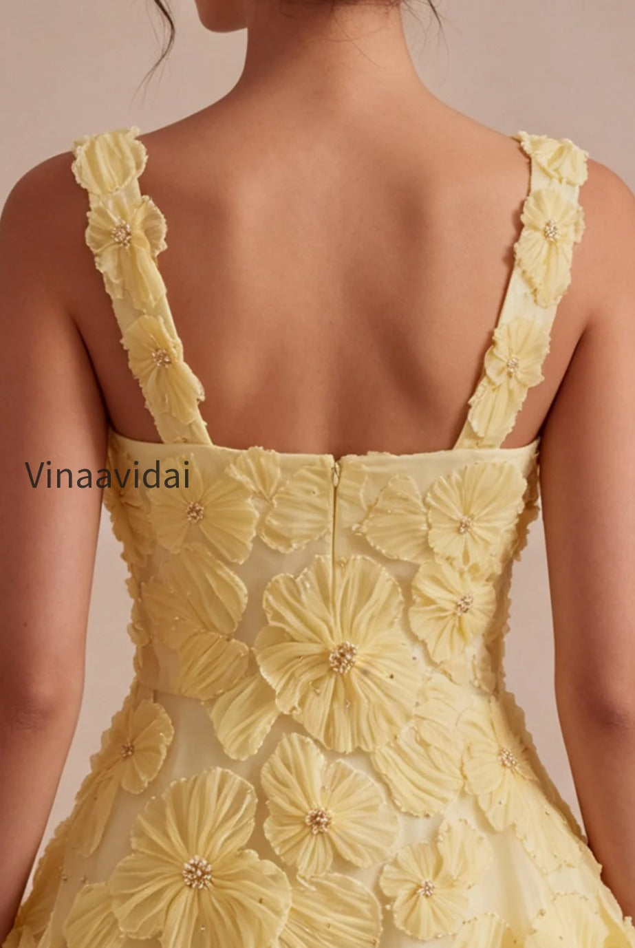 light-yellow-floral-a-line-beaded-bubble-short-homecoming-dress