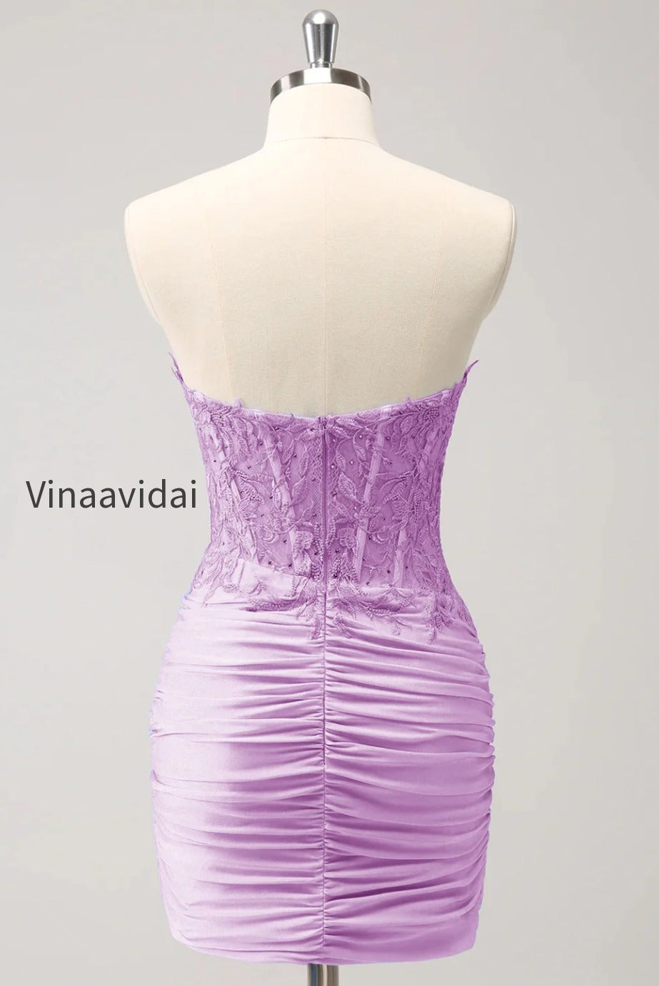 lilac-strapless-corset-pleated-tight-homecoming-dress-with-appliques
