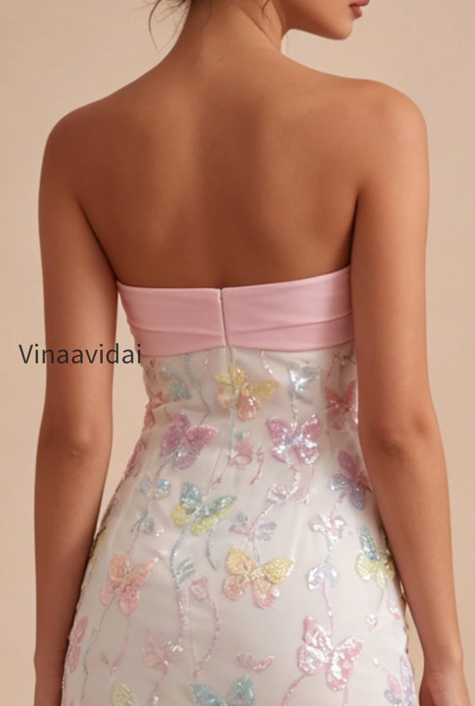 sparkly-pink-and-white-floral-tight-short-strapless-beaded-graduation-dress