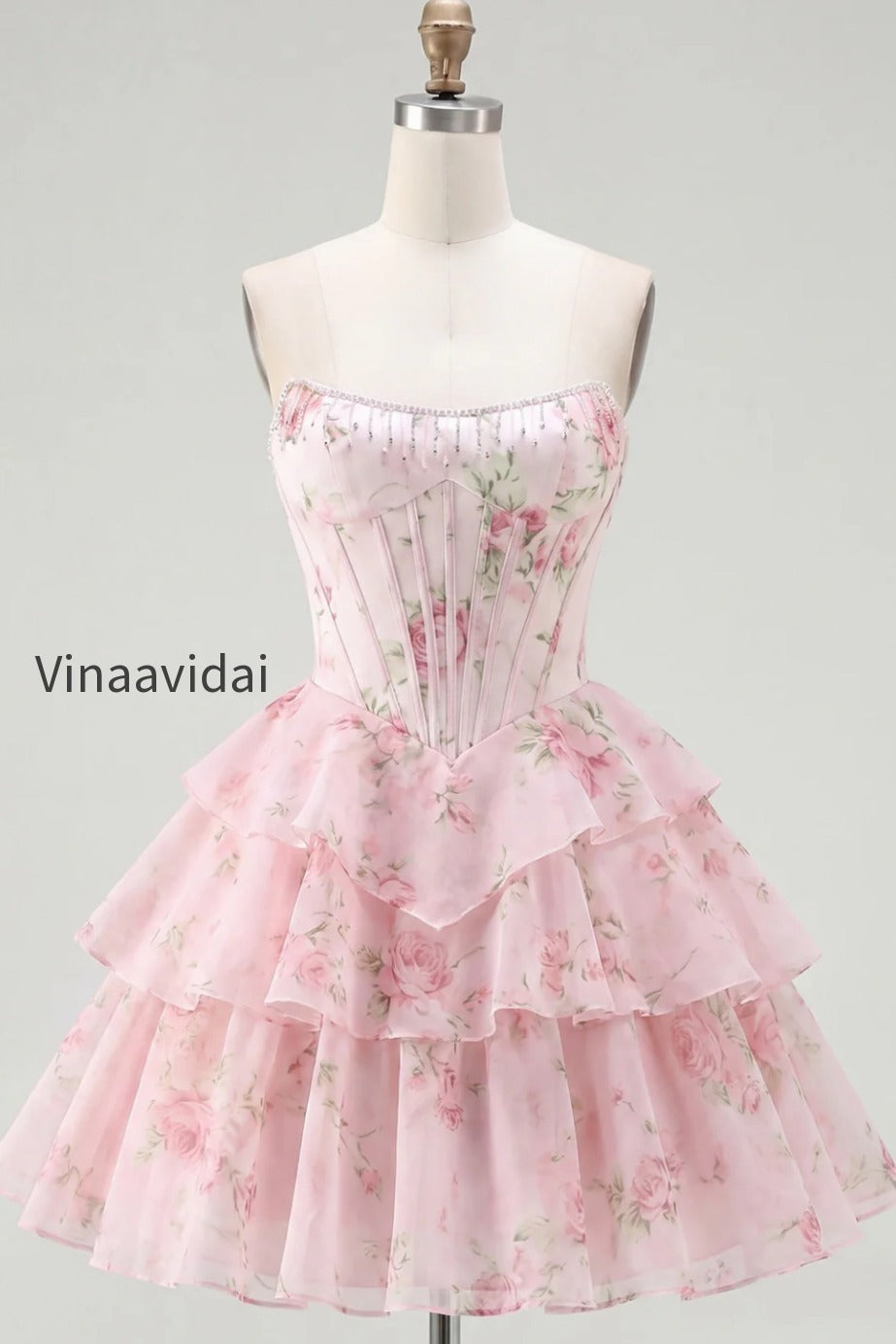 yellow-a-line-floral-corset-short-fringed-strapless-homecoming-dress-with-ruffles