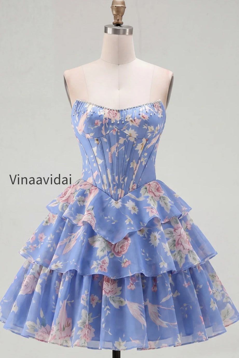 yellow-a-line-floral-corset-short-fringed-strapless-homecoming-dress-with-ruffles