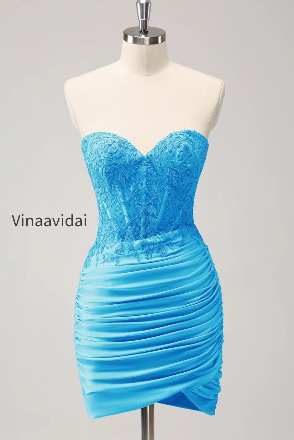 lilac-strapless-corset-pleated-tight-homecoming-dress-with-appliques