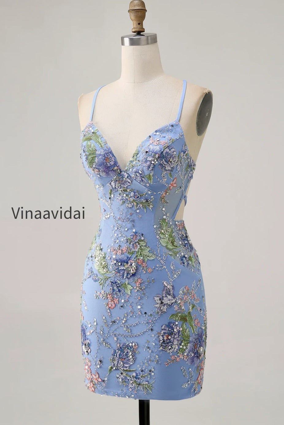 sparkly-pink-beaded-floral-short-tight-homecoming-dress-with-sequins
