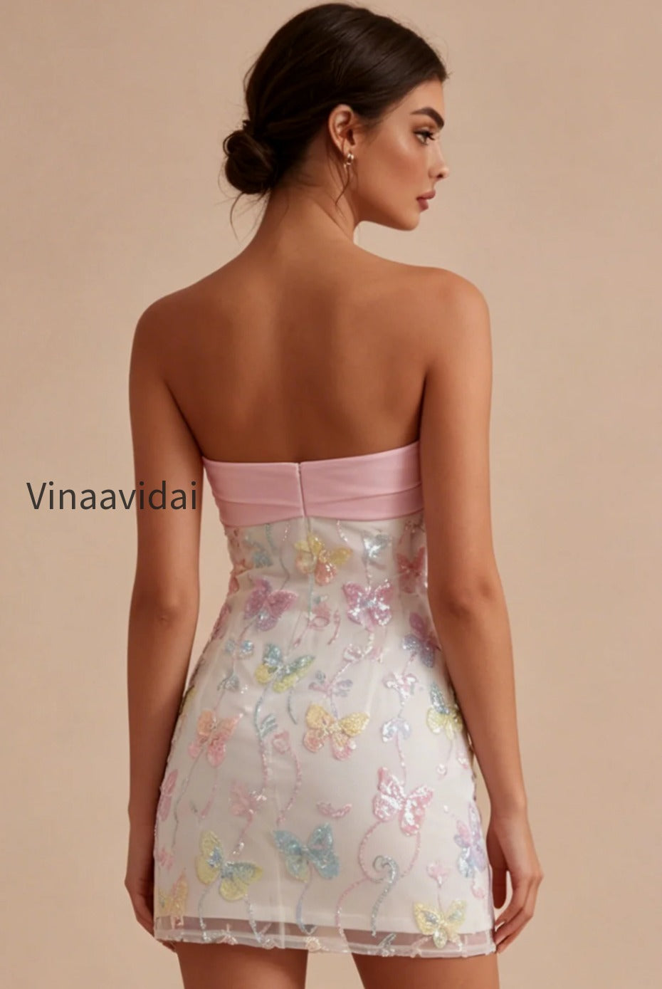 sparkly-pink-and-white-floral-tight-short-strapless-beaded-graduation-dress