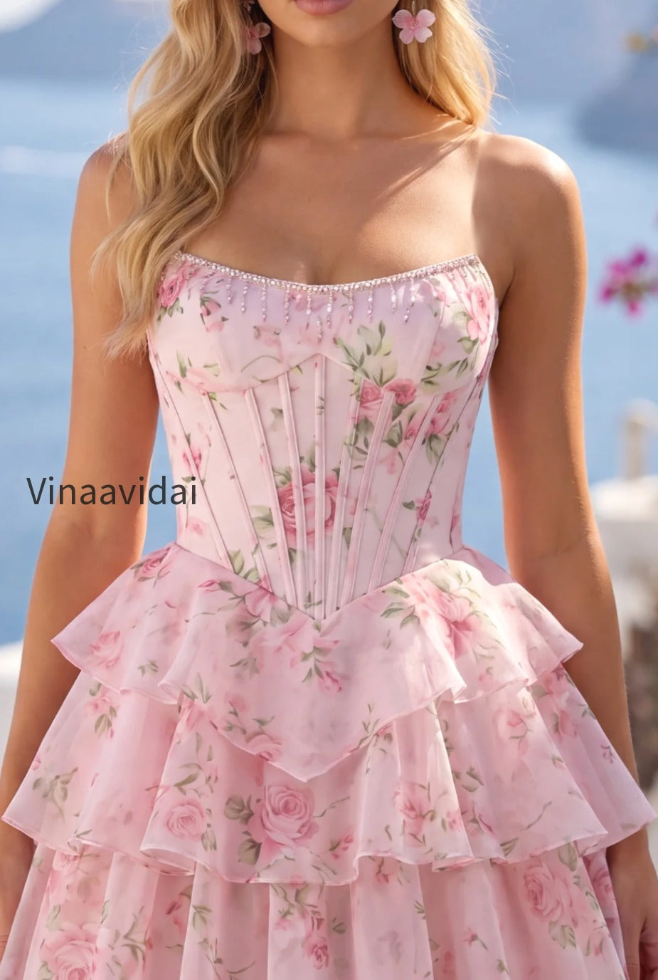 yellow-a-line-floral-corset-short-fringed-strapless-homecoming-dress-with-ruffles