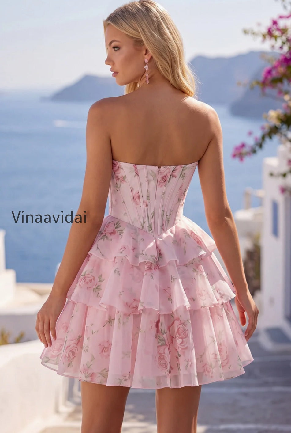 yellow-a-line-floral-corset-short-fringed-strapless-homecoming-dress-with-ruffles