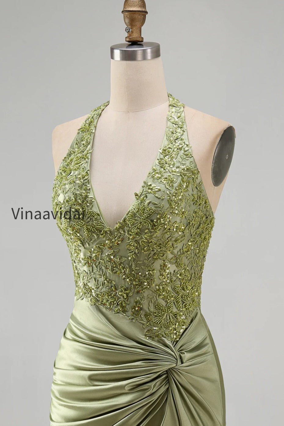 army-green-appliqued-ruched-halter-tight-short-corset-homecoming-dress