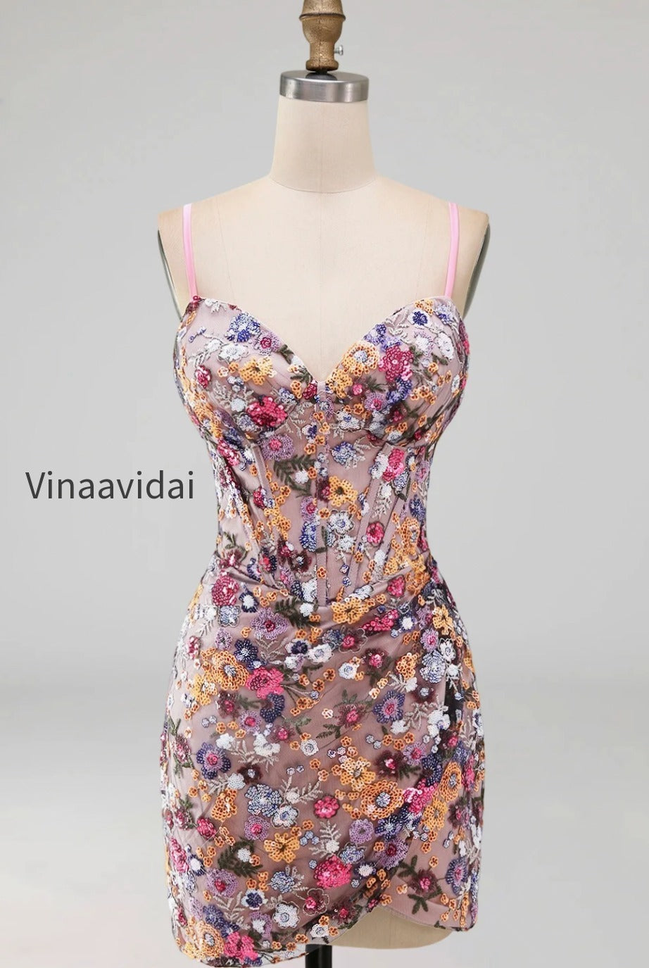 sparkly-floral-pink-sequin-corset-tight-short-homecoming-dress