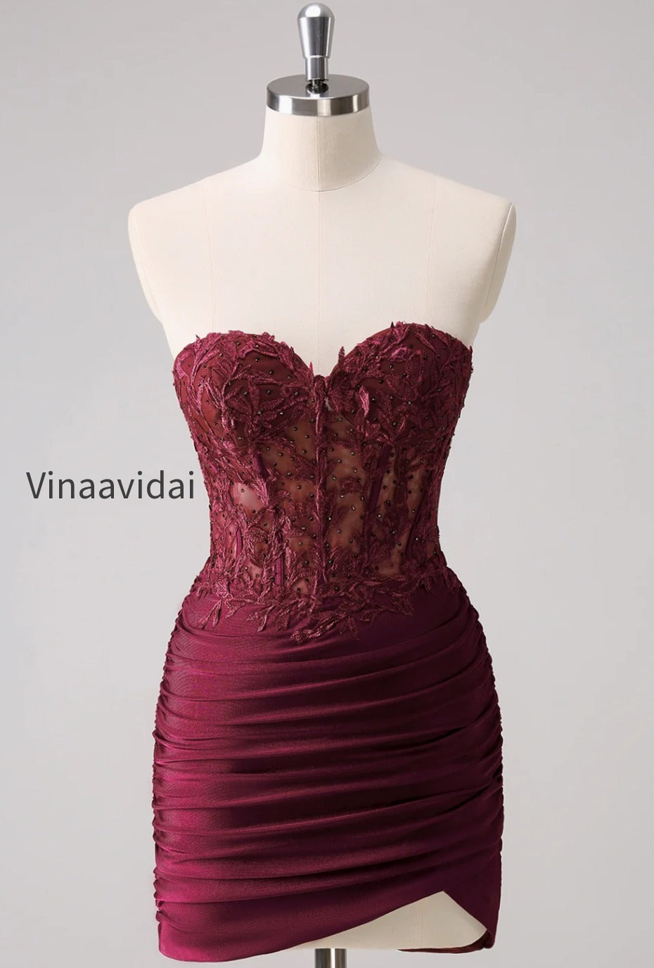 lilac-strapless-corset-pleated-tight-homecoming-dress-with-appliques