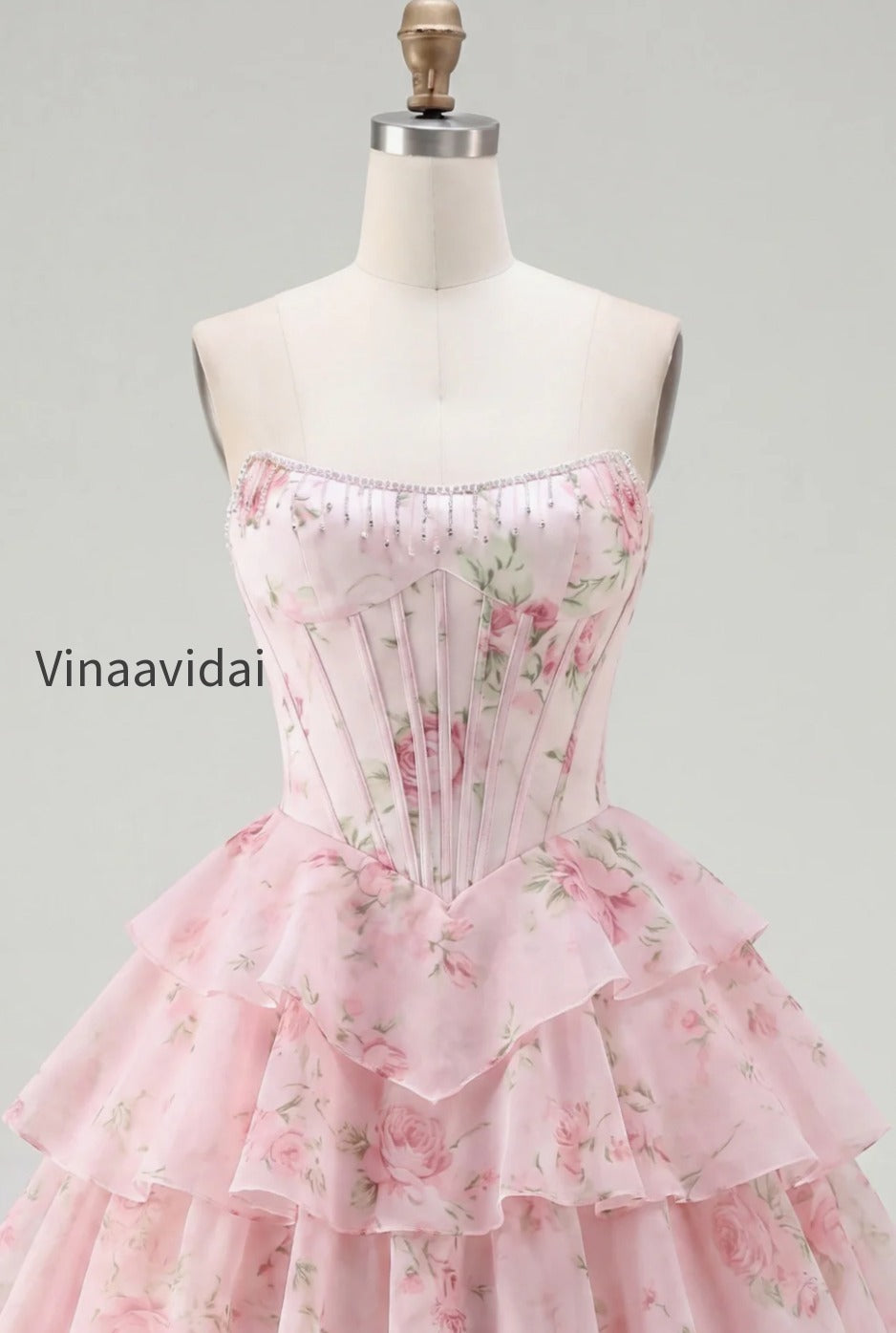 yellow-a-line-floral-corset-short-fringed-strapless-homecoming-dress-with-ruffles