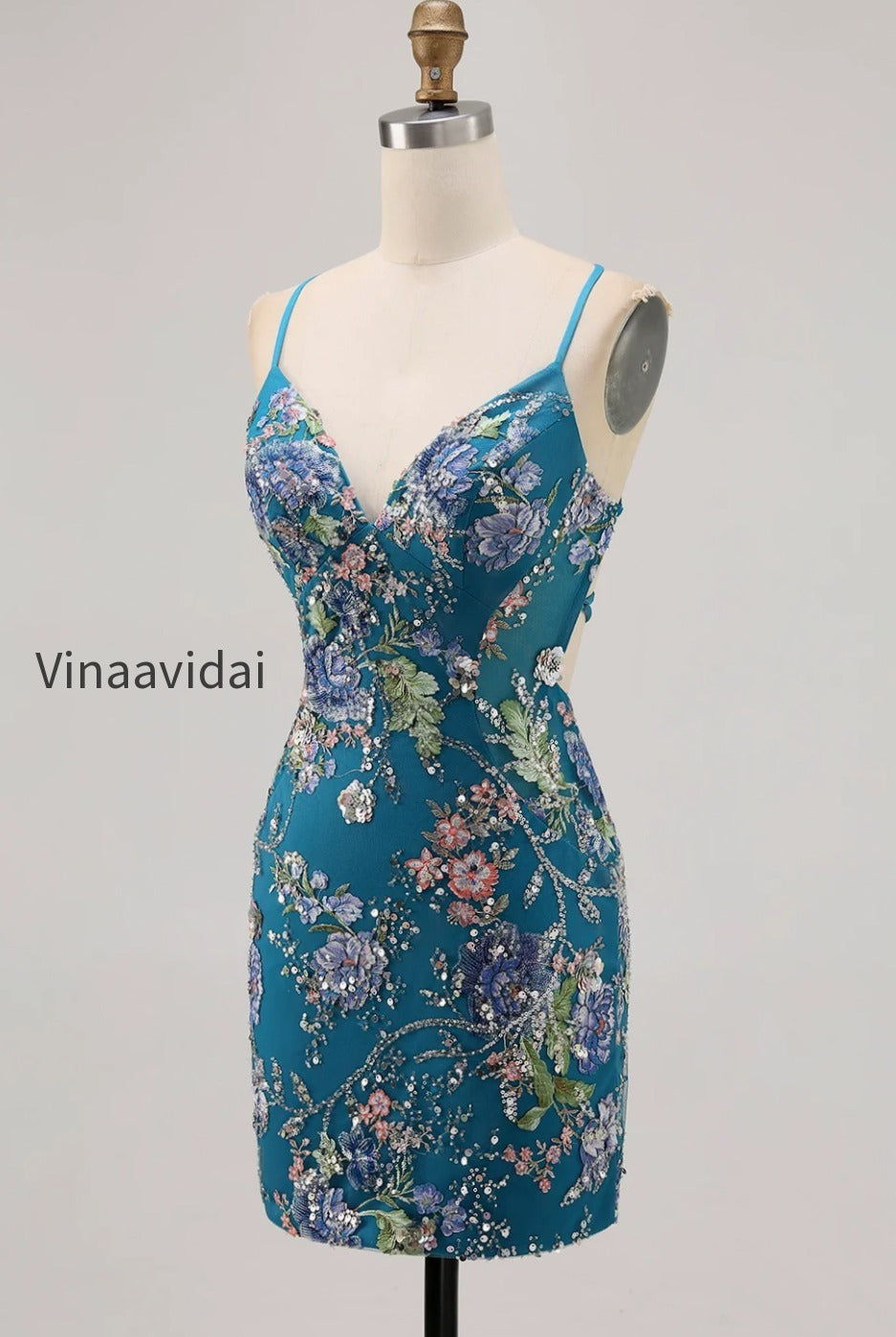 sparkly-pink-beaded-floral-short-tight-homecoming-dress-with-sequins