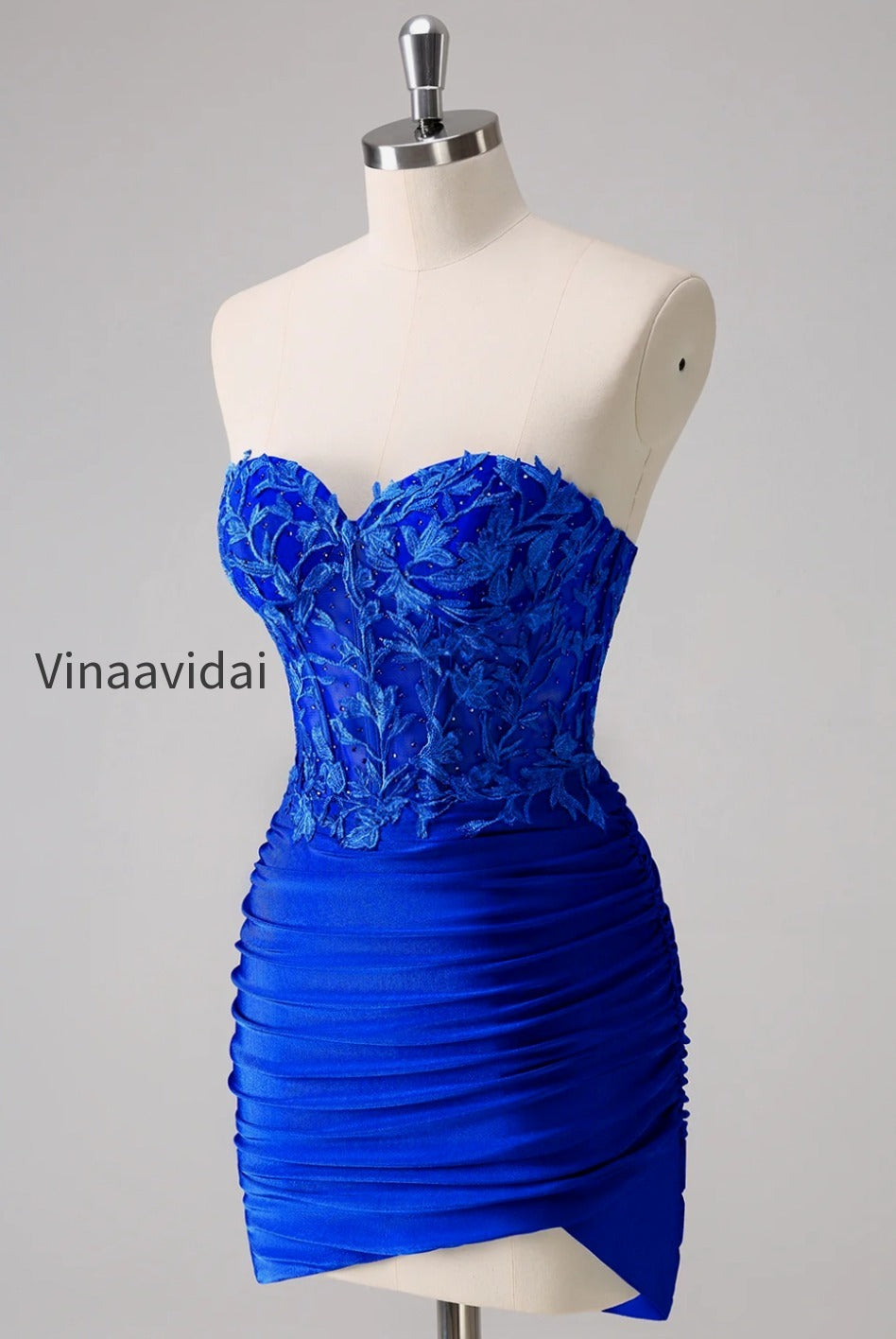 lilac-strapless-corset-pleated-tight-homecoming-dress-with-appliques