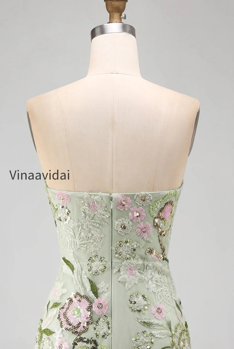 sage-green-floral-short-strapless-homecoming-dress-with-ruffles