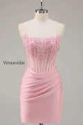 pink-strapless-bodycon-corset-short-homecoming-dress-with-lace