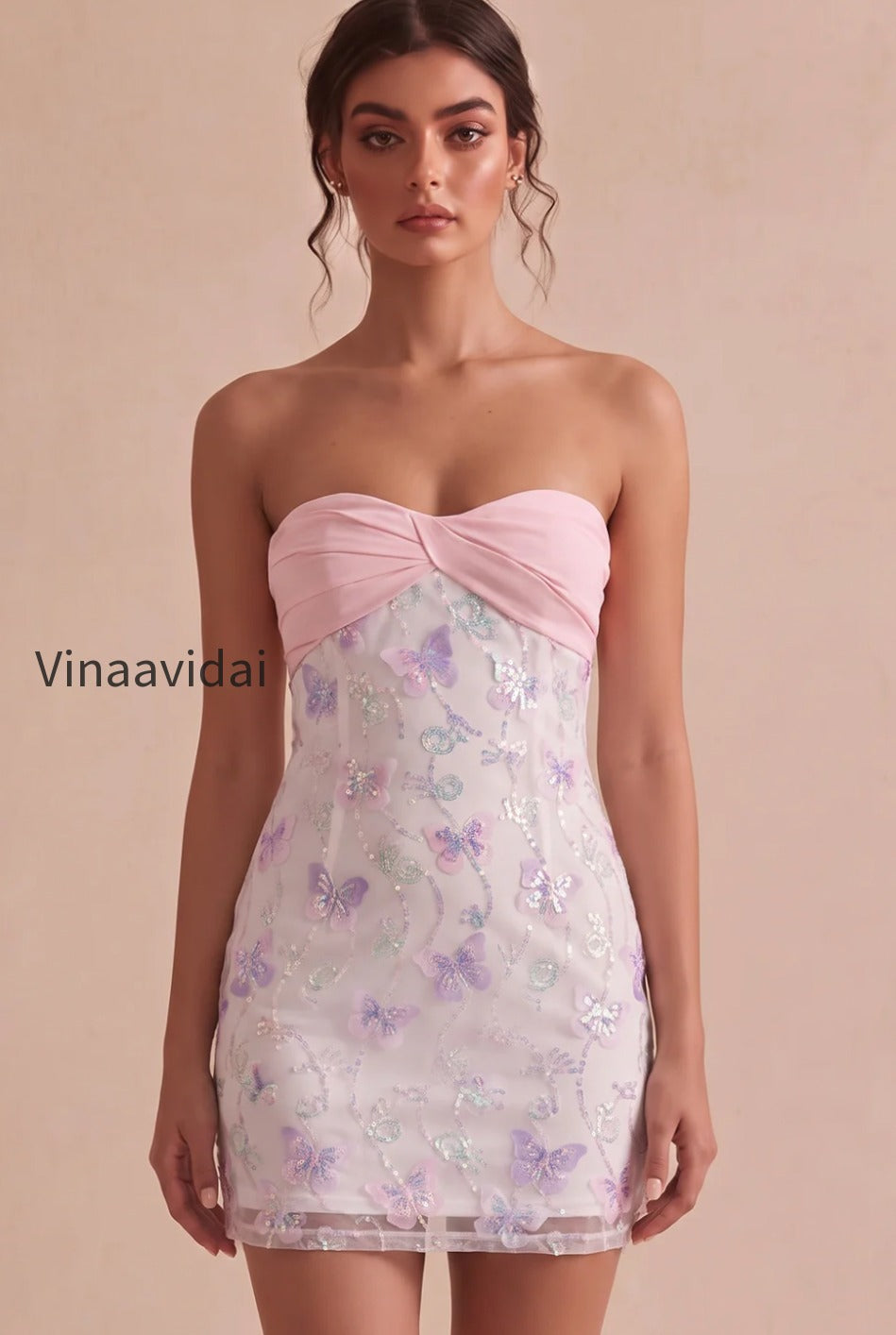 sparkly-pink-and-white-floral-tight-short-strapless-beaded-graduation-dress
