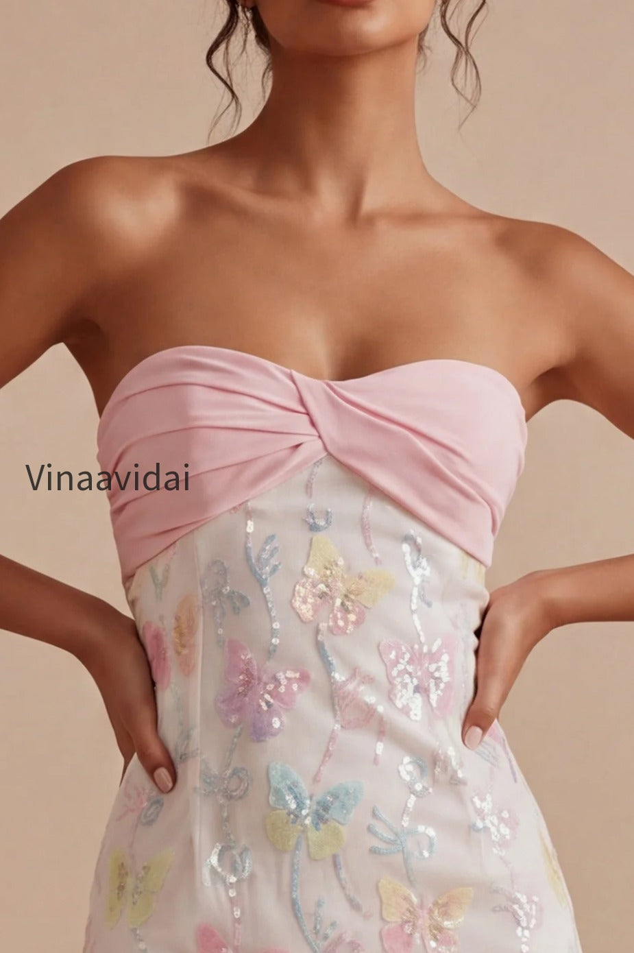 sparkly-pink-and-white-floral-tight-short-strapless-beaded-graduation-dress