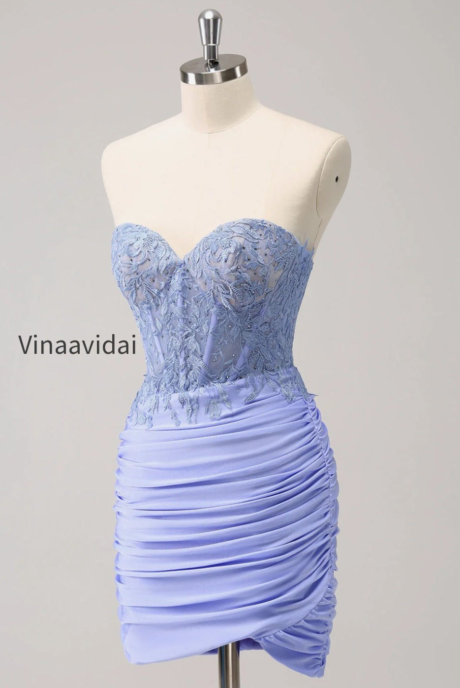 lilac-strapless-corset-pleated-tight-homecoming-dress-with-appliques
