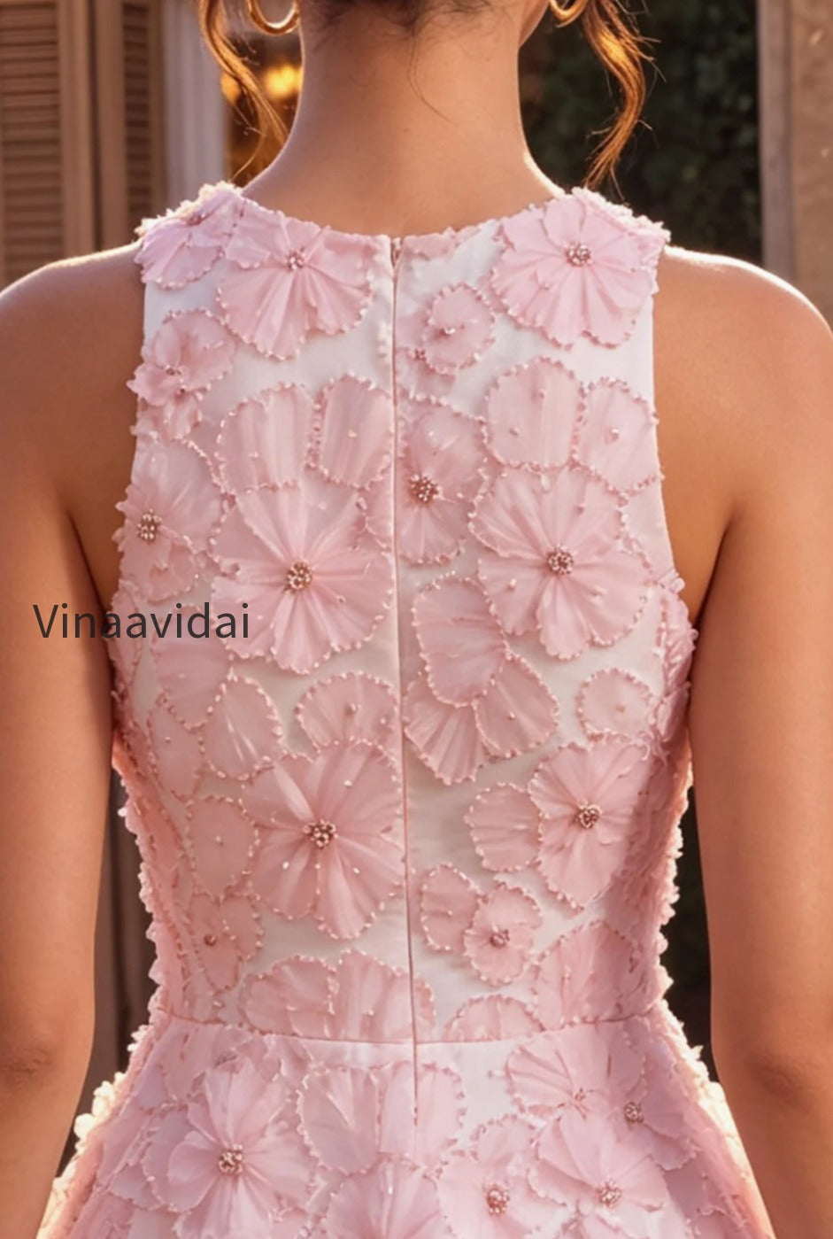 pink-floral-a-line-beaded-round-neck-short-homecoming-dress