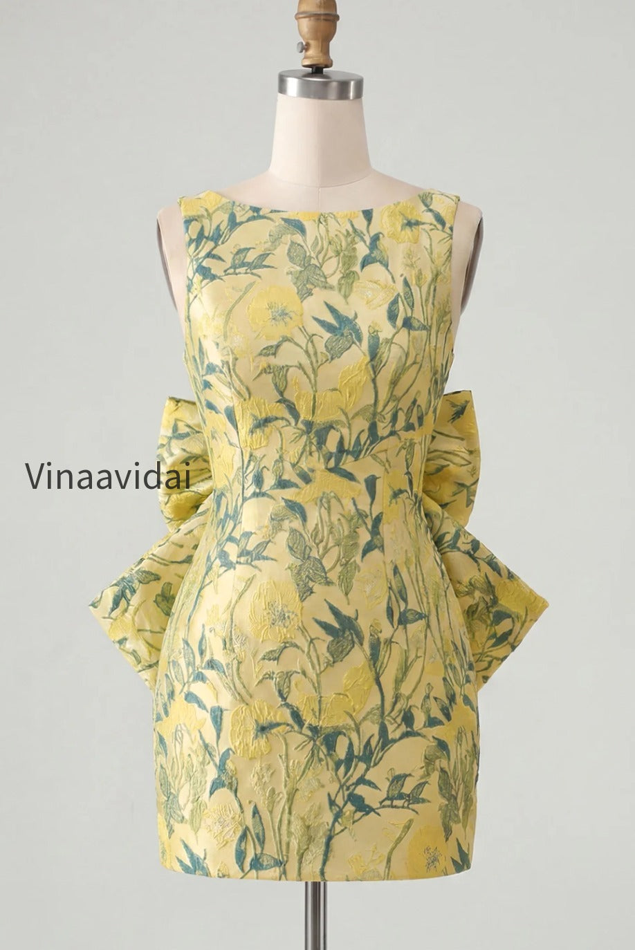 floral-pink-green-tight-boat-neck-short-homecoming-dress-with-bow