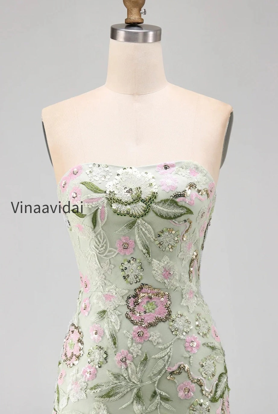 sage-green-floral-short-strapless-homecoming-dress-with-ruffles