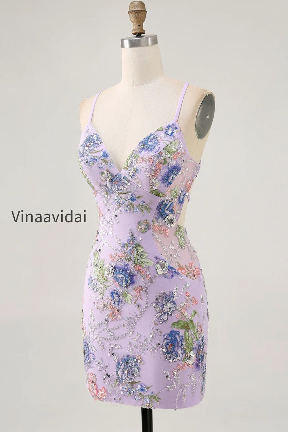 sparkly-pink-beaded-floral-short-tight-homecoming-dress-with-sequins