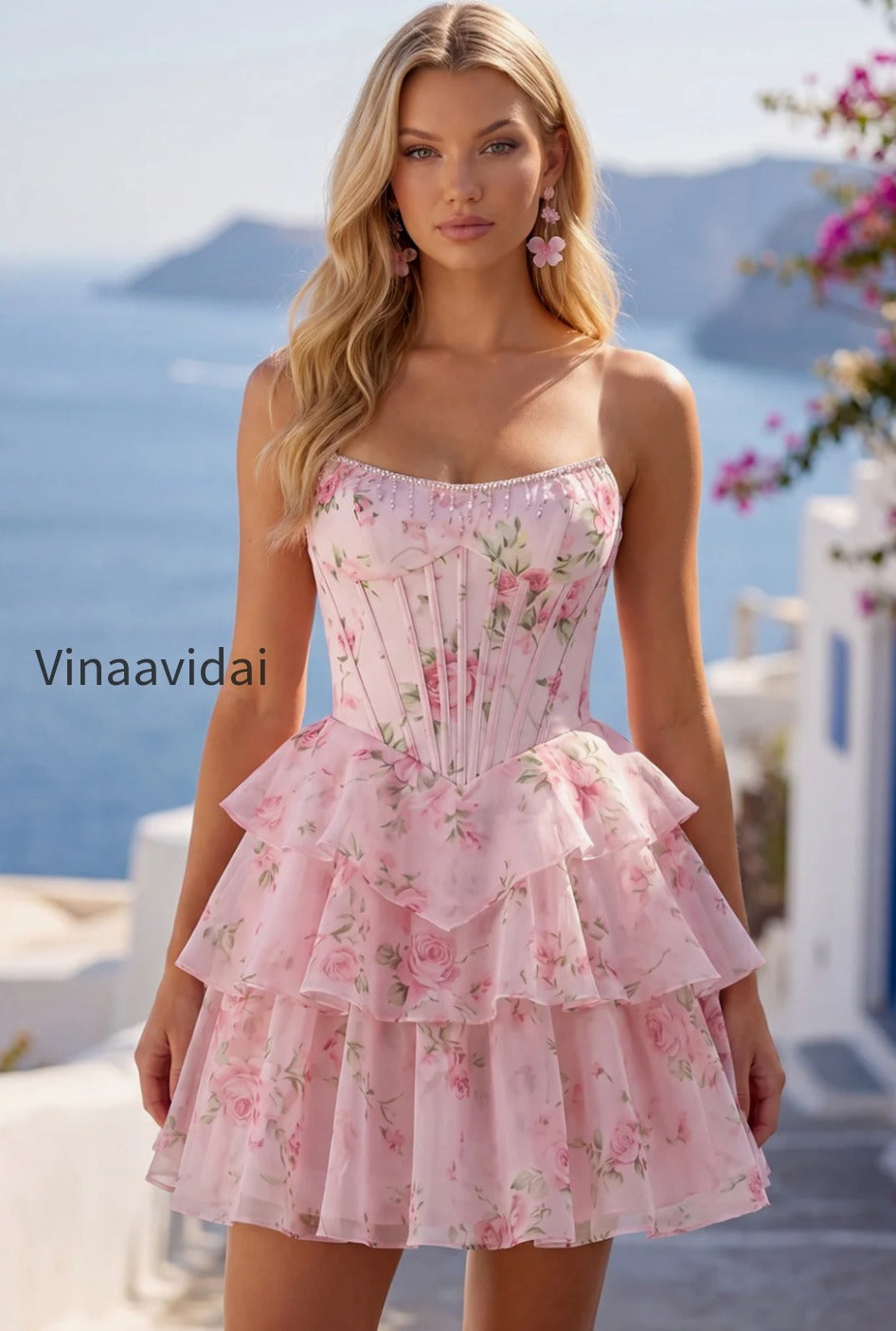 yellow-a-line-floral-corset-short-fringed-strapless-homecoming-dress-with-ruffles