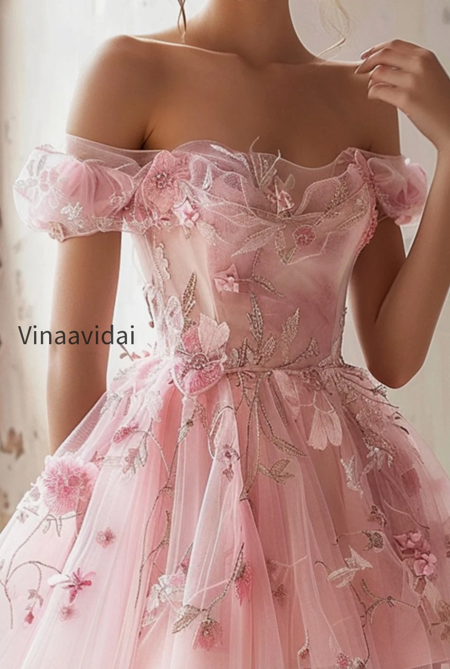 pink-floral-tulle-off-the-shoulder-ruffled-short-homecoming-dress