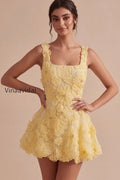 light-yellow-floral-a-line-beaded-bubble-short-homecoming-dress