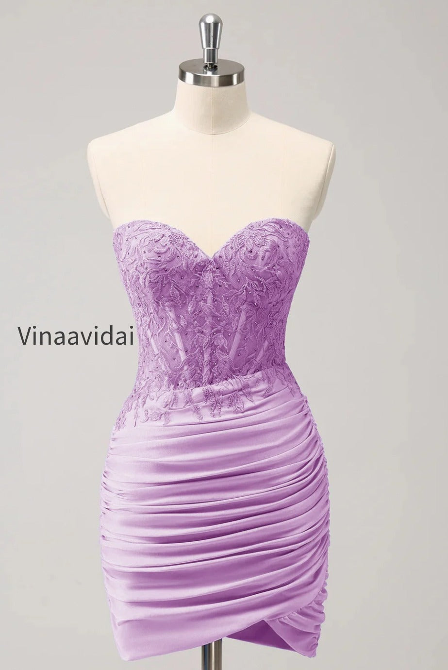 lilac-strapless-corset-pleated-tight-homecoming-dress-with-appliques