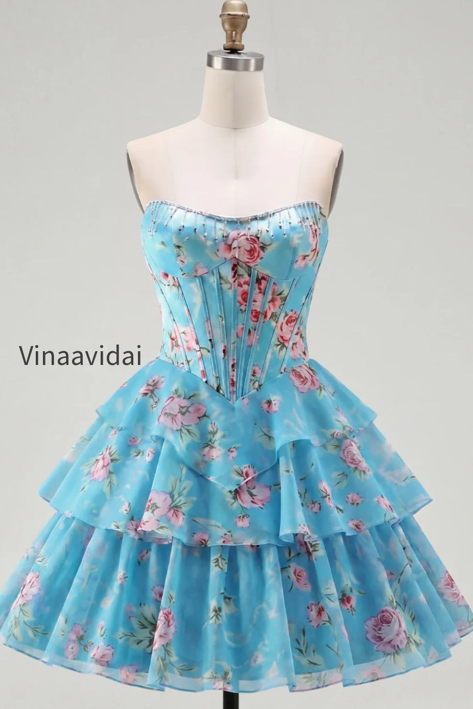 yellow-a-line-floral-corset-short-fringed-strapless-homecoming-dress-with-ruffles