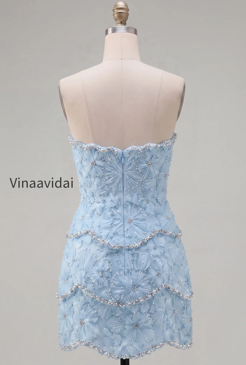 sparkly-pink-floral-tight-short-strapless-homecoming-dress-with-pearls