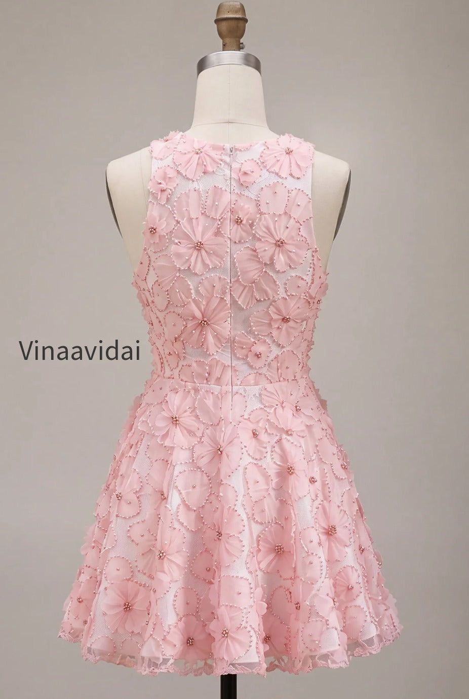 pink-floral-a-line-beaded-round-neck-short-homecoming-dress